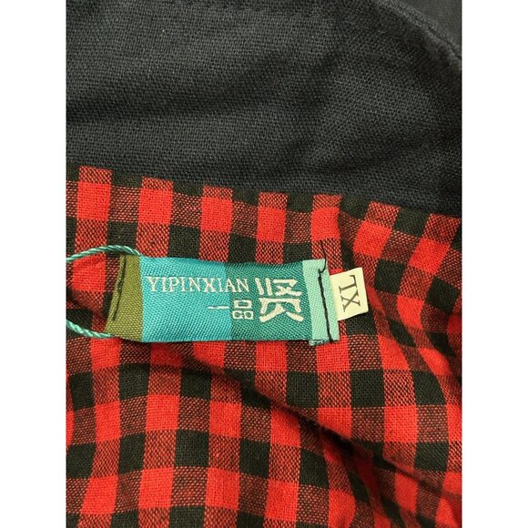YIPINXIAN Chinese-Inspired Traditional Knot Buttons Plaid Lined Dress Size XL NW - Picture 5 of 9